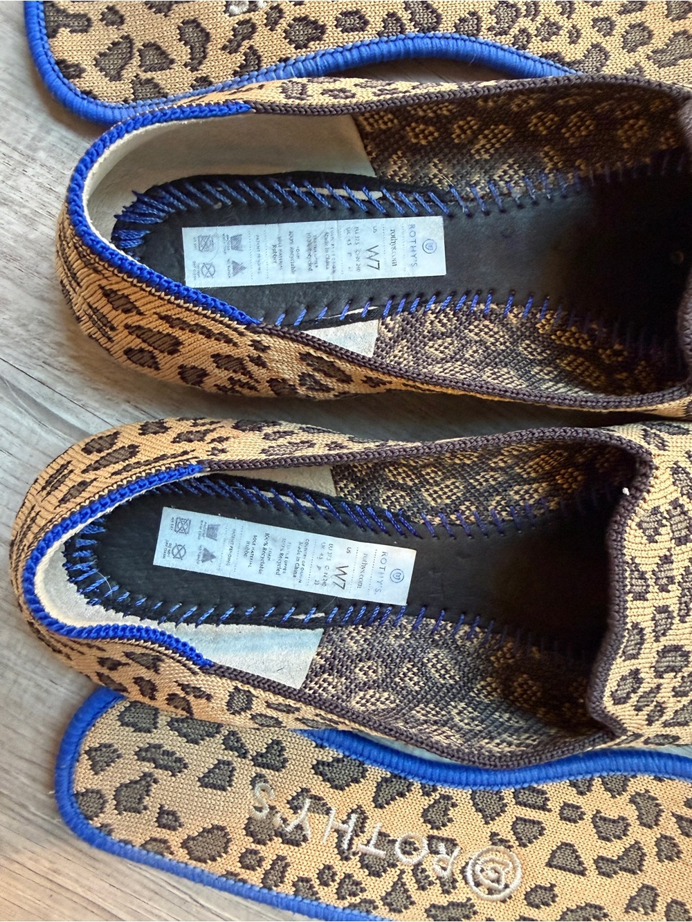 Rothy's Leopard Print Slip-On Flats in Tan and Black - Picture 5 of 5